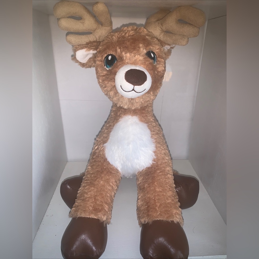 Build A Bear Plush Stuffed Reindeer Brown Deer Antlers Green Eyes